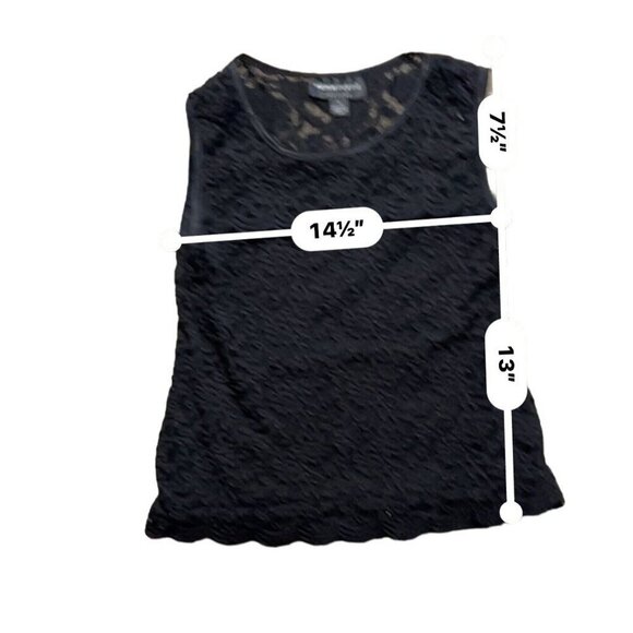 (6 for $25) Connected Apparel Sleeveless Black Lace Shell size small - Picture 5 of 6